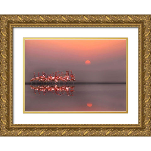 Purple Sunset Gold Ornate Wood Framed Art Print with Double Matting by Cseresnjes, Anna