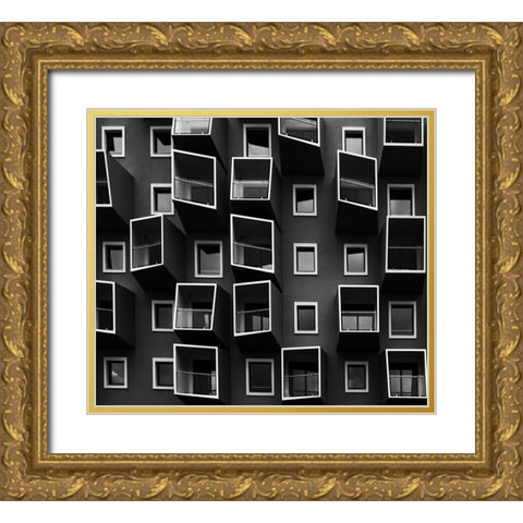Living In Boxes Gold Ornate Wood Framed Art Print with Double Matting by Mathiesen, Kent