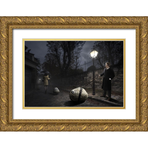 Rocks Have Feelings Too Gold Ornate Wood Framed Art Print with Double Matting by Kiciak, Christophe