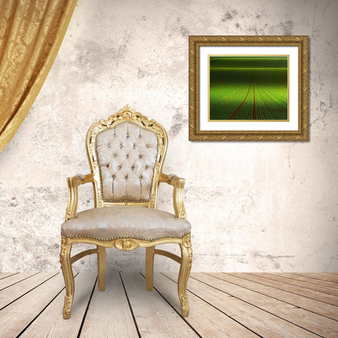 November Green Gold Ornate Wood Framed Art Print with Double Matting by Schumacher, Nicolas