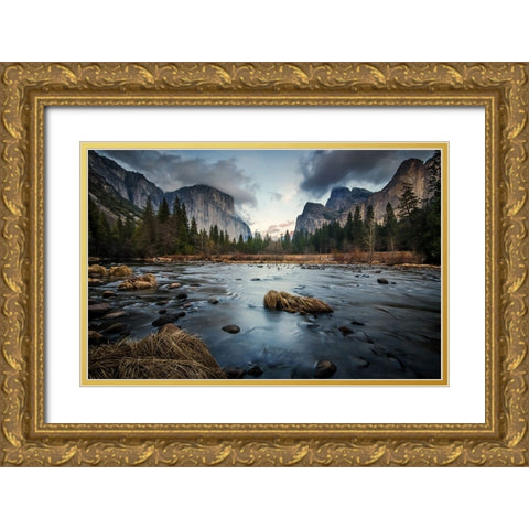 The Dark Flow Gold Ornate Wood Framed Art Print with Double Matting by Chantaravisoot, Naphat