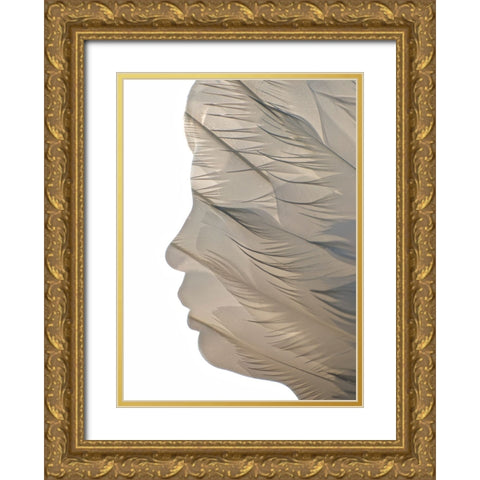 Feathered Gold Ornate Wood Framed Art Print with Double Matting by Melnotte, Mike