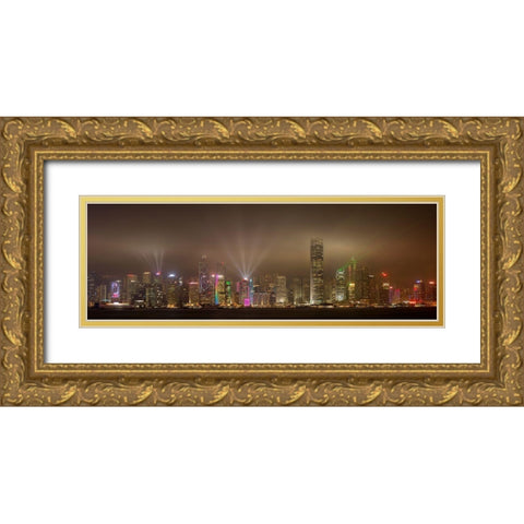 Hong Kong Island Gold Ornate Wood Framed Art Print with Double Matting by Murphy, Daniel