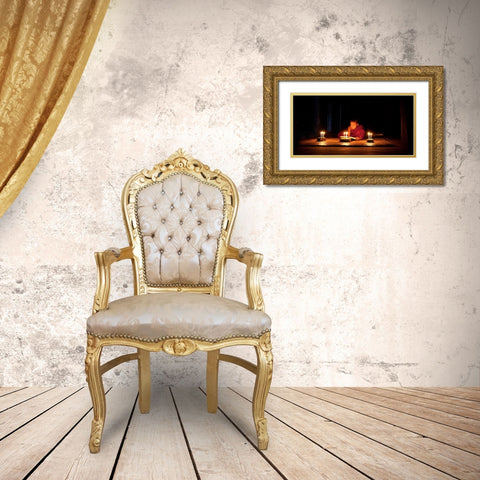Night Reading Gold Ornate Wood Framed Art Print with Double Matting by Lee, Marcus