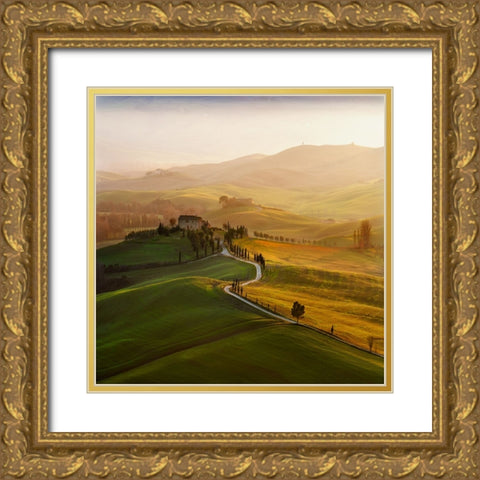 Val D Orcia Gold Ornate Wood Framed Art Print with Double Matting by Pawlak, Jarek