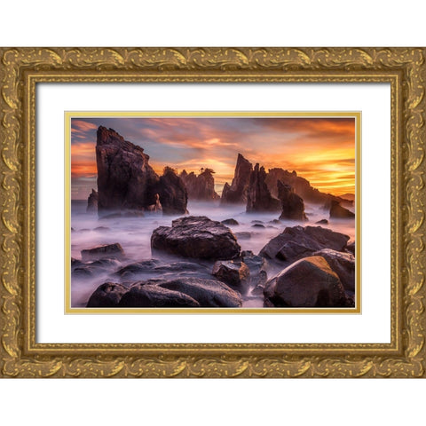 Heaven Of Rocks Gold Ornate Wood Framed Art Print with Double Matting by Song, Gunarto