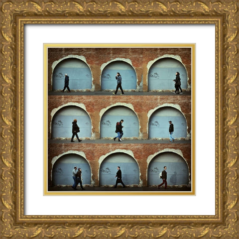 Tris Di Coppia Gold Ornate Wood Framed Art Print with Double Matting by Grambone, Antonio