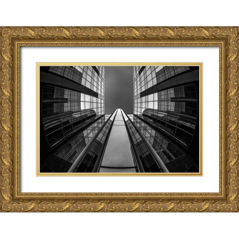 Turning Shapes Gold Ornate Wood Framed Art Print with Double Matting by Van Den, Jef