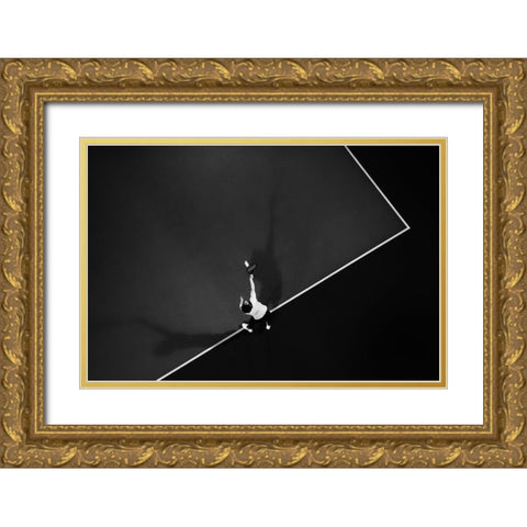 Tennis Gold Ornate Wood Framed Art Print with Double Matting by Caria, Rui