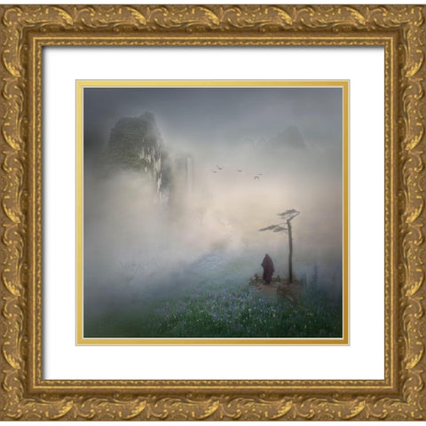 Follow The River To Where It Starts Gold Ornate Wood Framed Art Print with Double Matting by Dou, Shenshen