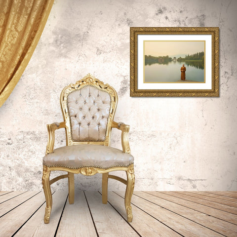 West Lake Sunrise Gold Ornate Wood Framed Art Print with Double Matting by and Teodora, Ivaylo