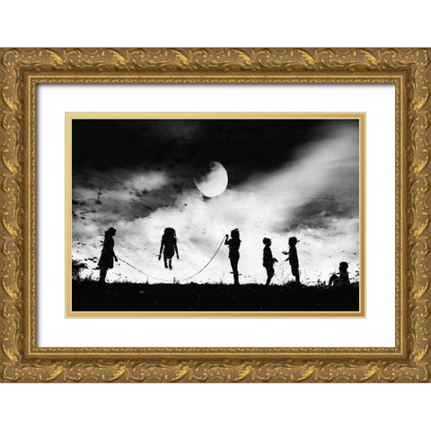 The Game High Jump Gold Ornate Wood Framed Art Print with Double Matting by Satriani, Jay