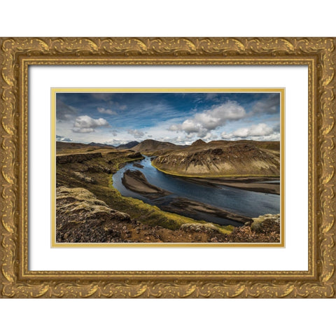 Highland River Gold Ornate Wood Framed Art Print with Double Matting by Hoffmann, Raymond