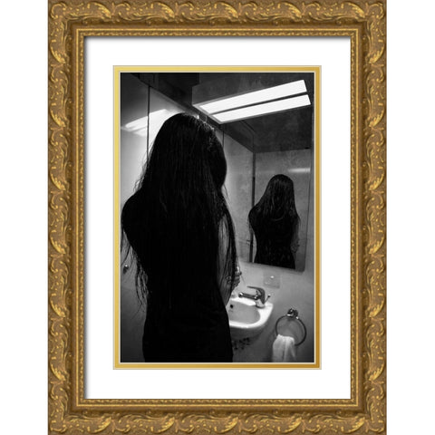 I Hate Mirror Gold Ornate Wood Framed Art Print with Double Matting by Skip, Anthony