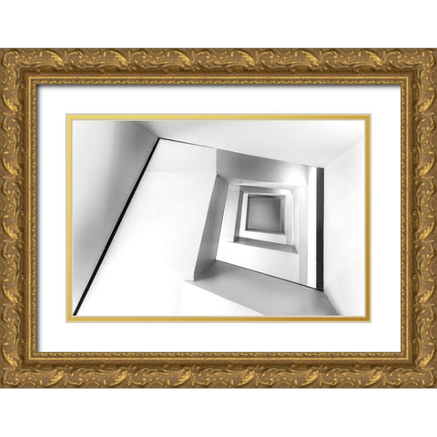 Golden Stairs Gold Ornate Wood Framed Art Print with Double Matting by Al-Khalaf, Hassan