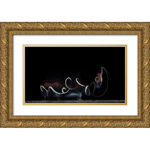 Jump Up A Lite Up Your Life Gold Ornate Wood Framed Art Print with Double Matting by Wang, Willy