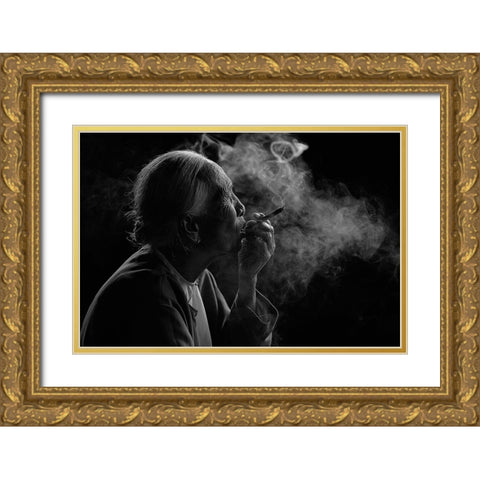 Puff!!!! Gold Ornate Wood Framed Art Print with Double Matting by Vichaya