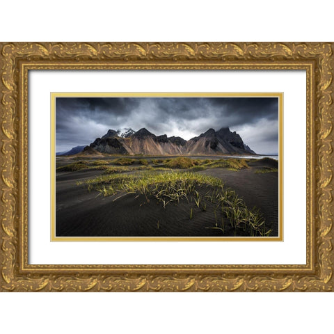 Stokksnes Gold Ornate Wood Framed Art Print with Double Matting by Bogaerts, Sus