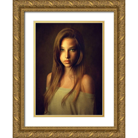 Tanya Gold Ornate Wood Framed Art Print with Double Matting by Rise, Zachar