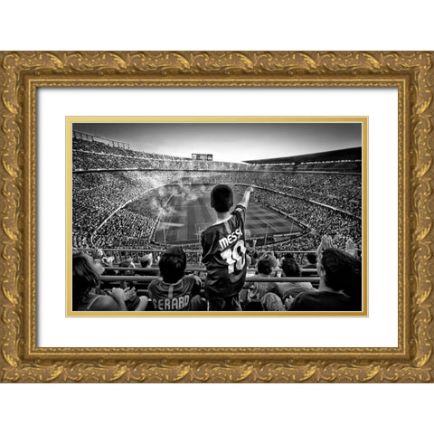 Cathedral Of Football Gold Ornate Wood Framed Art Print with Double Matting by Geiger, Clemens