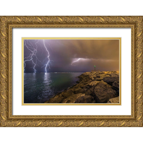 When Lightning Strikes Gold Ornate Wood Framed Art Print with Double Matting by Momenzadeh, Mehdi