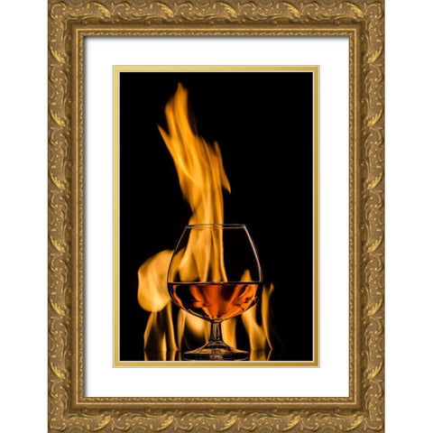 Cognac And Fire Gold Ornate Wood Framed Art Print with Double Matting by Lavsen, Gert