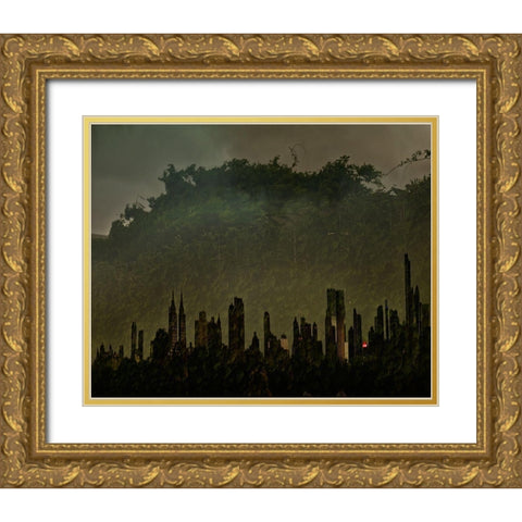 Ny Ny Gold Ornate Wood Framed Art Print with Double Matting by Brancoveanu, Mariuca