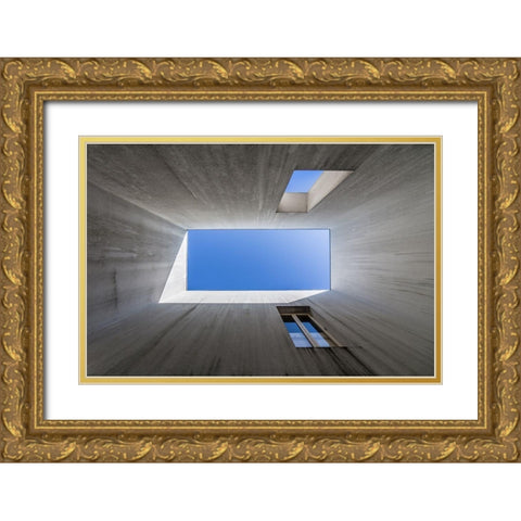 See The Blue Gold Ornate Wood Framed Art Print with Double Matting by P Neto, Filipe
