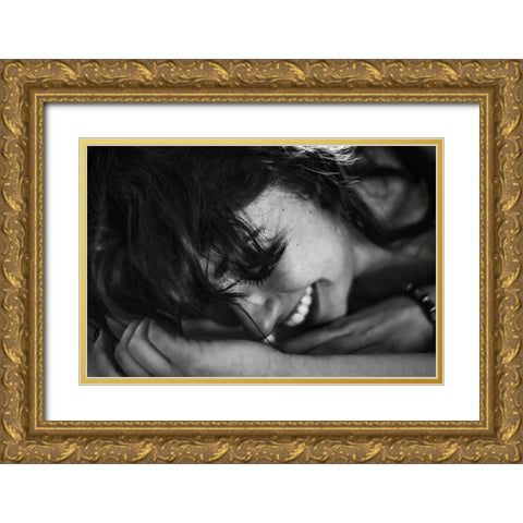 Joyful Gold Ornate Wood Framed Art Print with Double Matting by Mennitto, Davide