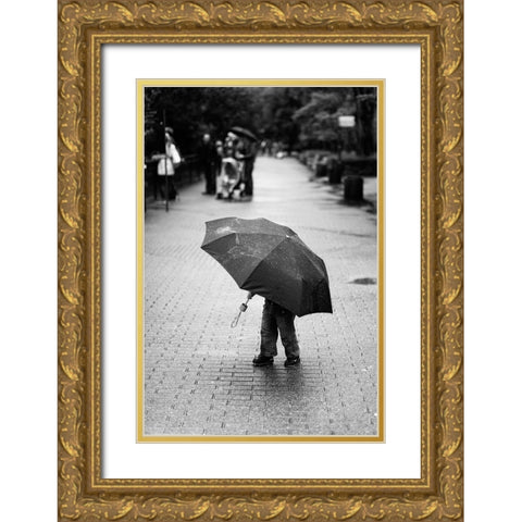 Rainy Day Gold Ornate Wood Framed Art Print with Double Matting by van der, Liesbeth
