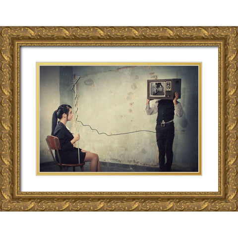 Ambition Gold Ornate Wood Framed Art Print with Double Matting by Satriani, Jay