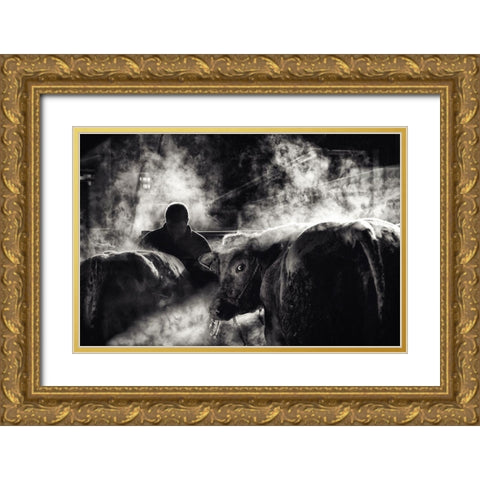 Farm Life Gold Ornate Wood Framed Art Print with Double Matting by Flour, Piet