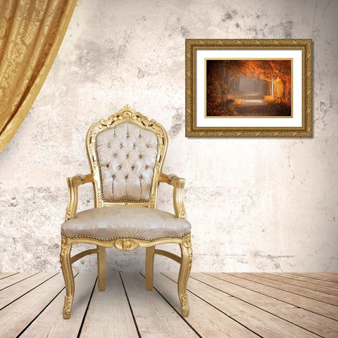 Waiting To Fall Gold Ornate Wood Framed Art Print with Double Matting by Neer, Ildiko