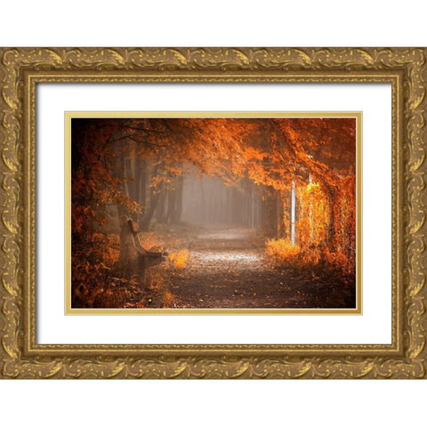 Waiting To Fall Gold Ornate Wood Framed Art Print with Double Matting by Neer, Ildiko