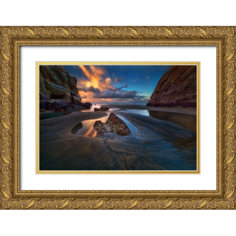 When The Tide Receded Gold Ornate Wood Framed Art Print with Double Matting by Zhang, Yan