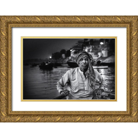 Nights On The Ganges Gold Ornate Wood Framed Art Print with Double Matting by Flour, Piet