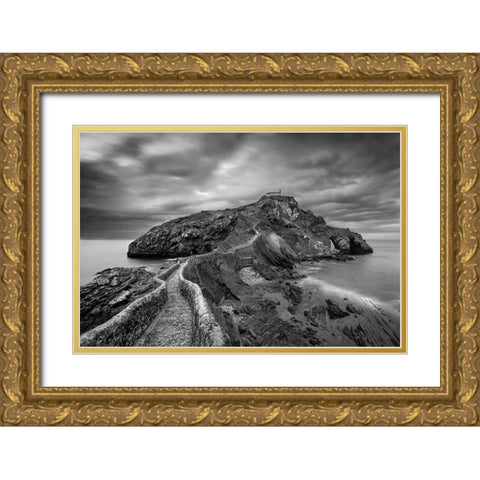 Gaztelugatxe Gold Ornate Wood Framed Art Print with Double Matting by Baglietto, Oskar