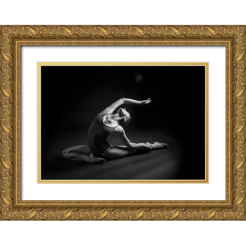 Lines Gold Ornate Wood Framed Art Print with Double Matting by Nissim, Elad