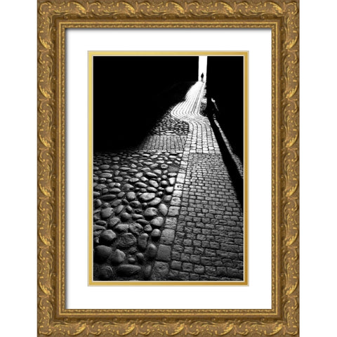 Narrow Street Gold Ornate Wood Framed Art Print with Double Matting by Johansson, Bror