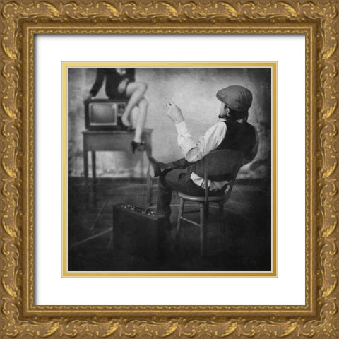 Live Television Gold Ornate Wood Framed Art Print with Double Matting by Satriani, Jay