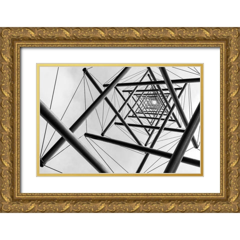 Lines Gold Ornate Wood Framed Art Print with Double Matting by Vermeend, Carla