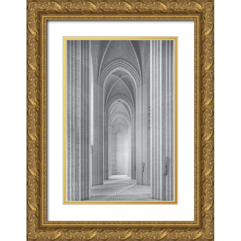 Grundtvigs Kirke Gold Ornate Wood Framed Art Print with Double Matting by Fleckenstein, Martin