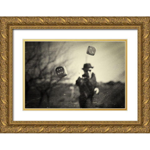 Alea Iacta Est Gold Ornate Wood Framed Art Print with Double Matting by Dan, Bez
