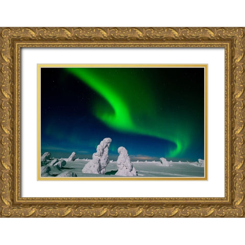 Polar Light, Finnland Gold Ornate Wood Framed Art Print with Double Matting by Alicke, Bjoern