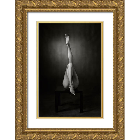 One Up, One Down Gold Ornate Wood Framed Art Print with Double Matting by Catchlight Studio