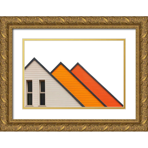 Triangoli Gold Ornate Wood Framed Art Print with Double Matting by Della Latta, Massimo