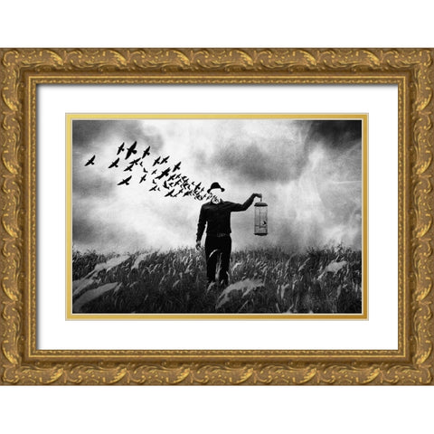 Freedom Gold Ornate Wood Framed Art Print with Double Matting by Satriani, Jay