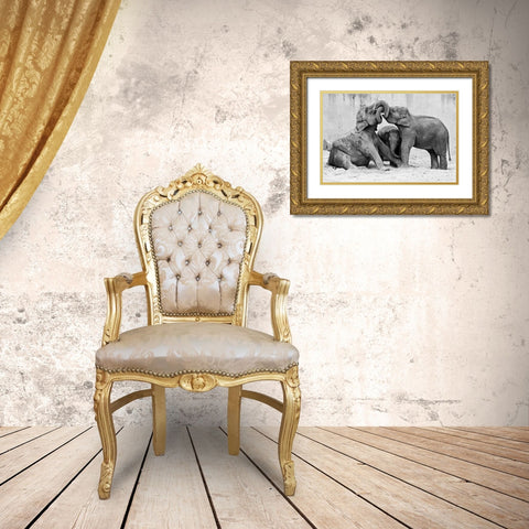 Ma?Nage A? Trois Gold Ornate Wood Framed Art Print with Double Matting by Wenner-Braun, Antje