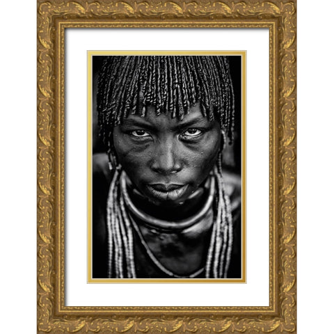 Hamar Woman Gold Ornate Wood Framed Art Print with Double Matting by Vidak, Vedran