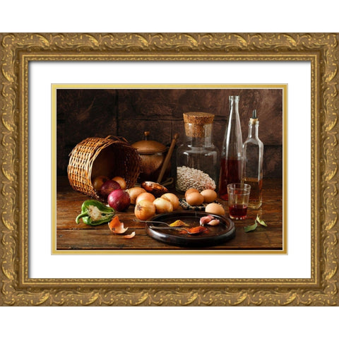 Smells Gold Ornate Wood Framed Art Print with Double Matting by Laercio, Luiz